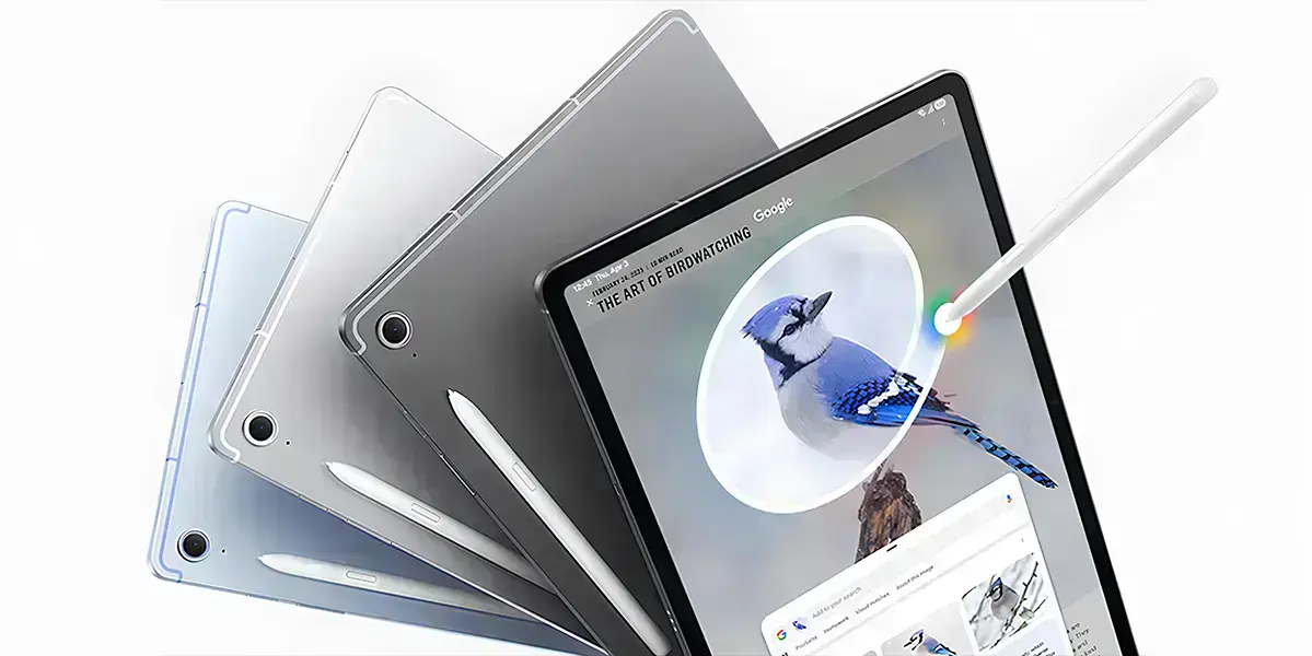 Планшет Galaxy Tab S10 FE+ у срібному, блакитному та сірому кольорі