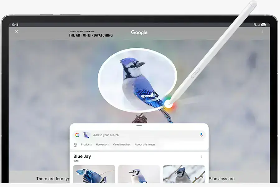 Функція Circle to Search на Galaxy Tab S10 FE з Google