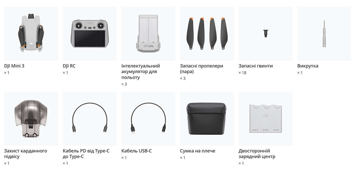 Квадрокоптер DJI Mini 3 with DJI RC Remote Fly More Combo (CP.MA.00000613.01)