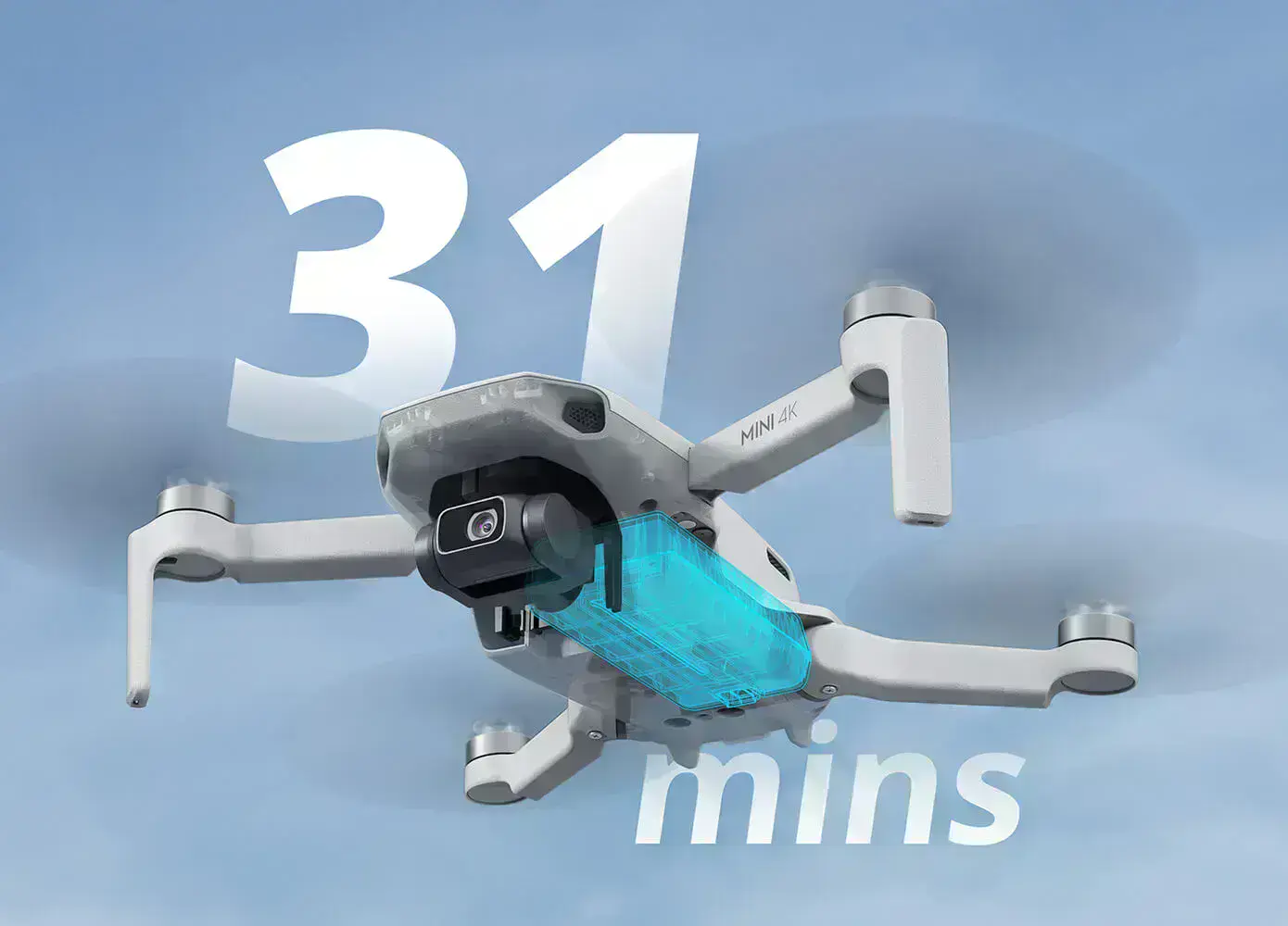 DJI Mini 4K квадрокоптер з відображенням часу польоту