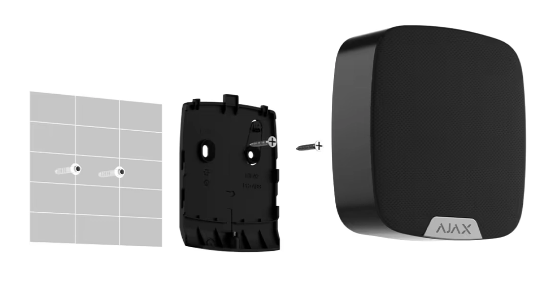 Монтаж Ajax SpeakerPhone Jeweller за допомогою кріпильної панелі SmartBracket