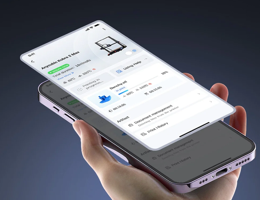 Anycubic Kobra 2 Max управляется через приложение