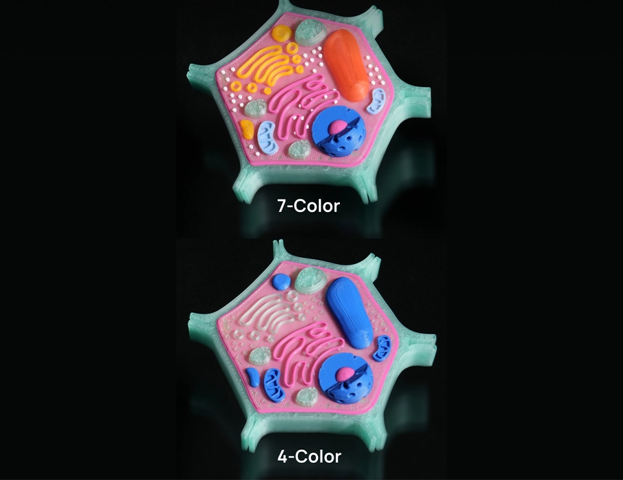 Bambu Lab H2C — пример модели, напечатанной семью цветами