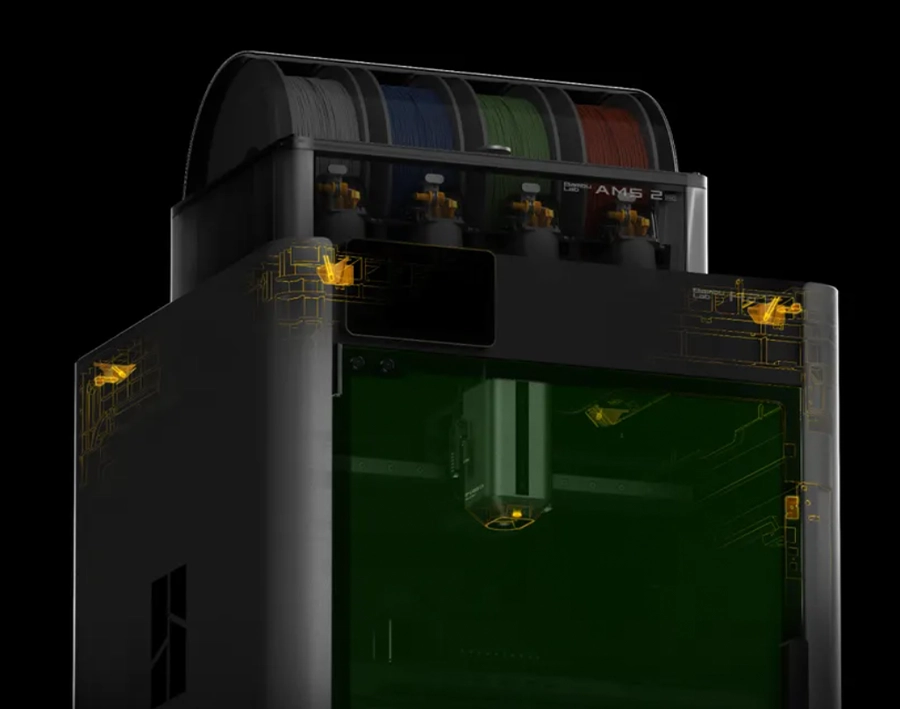 Система безопасности Bambu Lab H2S с датчиками пламени и аварийной остановкой