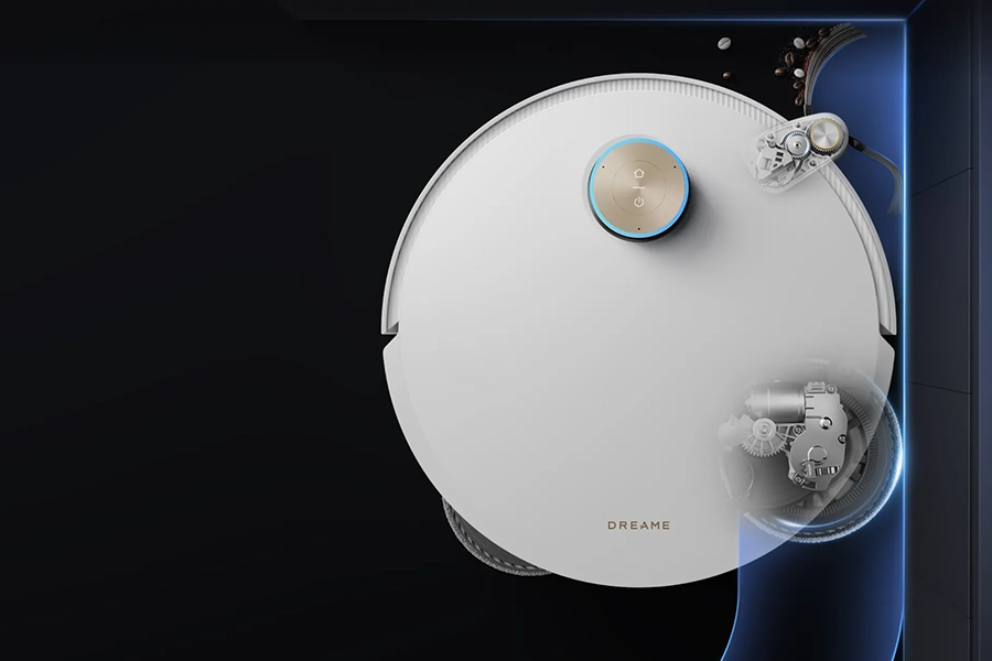Dreame Bot L50 Pro Ultra під час прибирання під меблями за допомогою висувної щітки