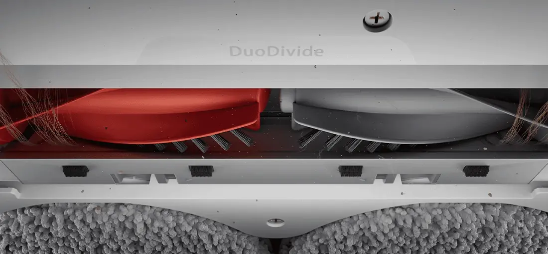 Щётка DuoDivide и система против спутывания волос в Roborock Qrevo 5AE