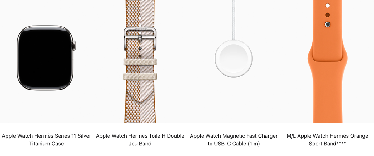 Apple Watch Hermès Series 11 GPS + Cellular 46mm Silver Titanium Case with Écru/ÉcruToile H Double Jeu (MFC64+MHXK4)