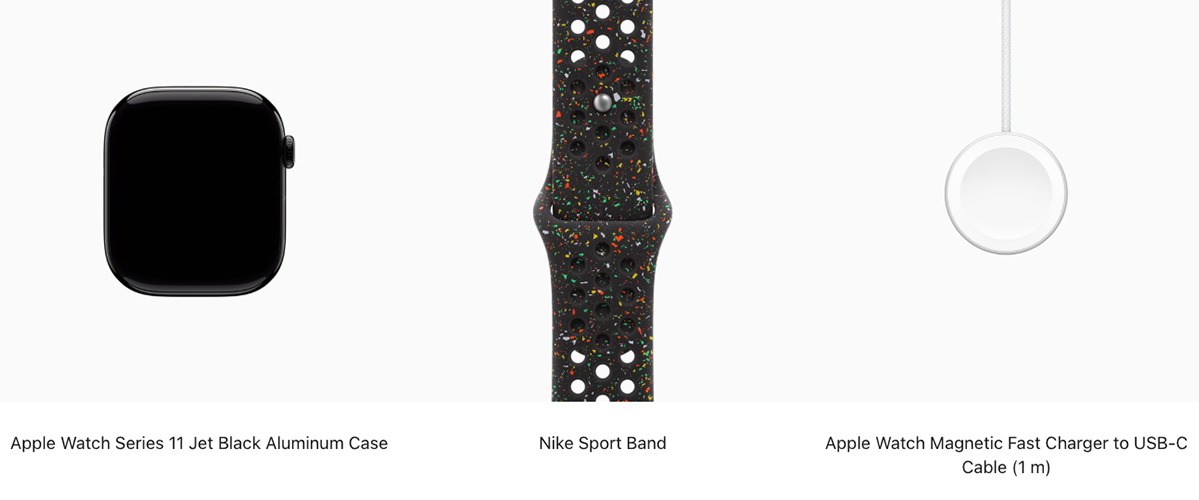 Apple Watch Series 11 GPS 46mm Jet Black Aluminum Case with Midnight Black Nike Sport Band - S/M (MEW84+MGC24)