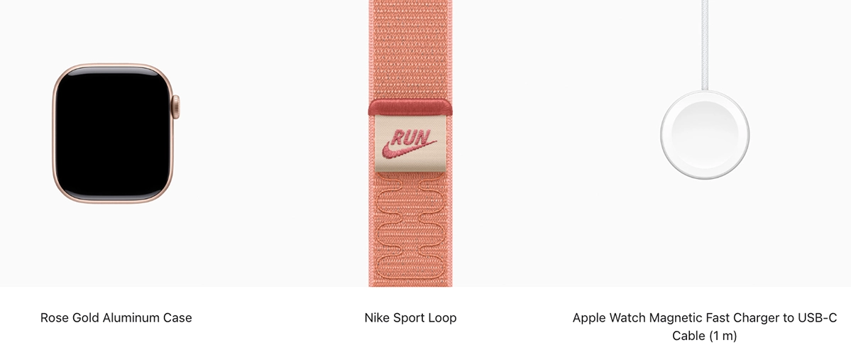 Apple Watch Series 11 GPS 42mm Rose Gold Aluminium Case with Alpenglow Pink Nike Sport Loop (MEW24+MGCR4)