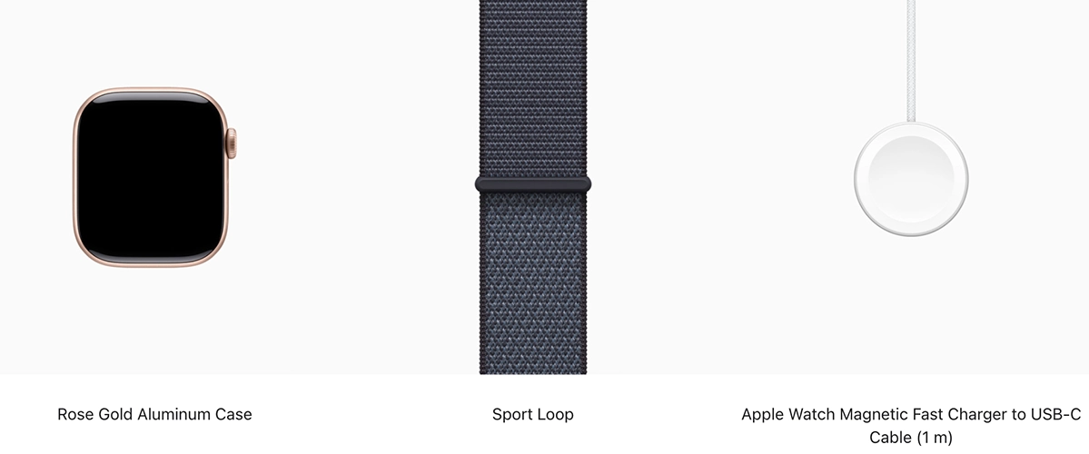 Apple Watch Series 11 GPS 42mm Rose Gold Aluminium Case with Anchor Blue Sport Loop (MEW24+MFFC4)