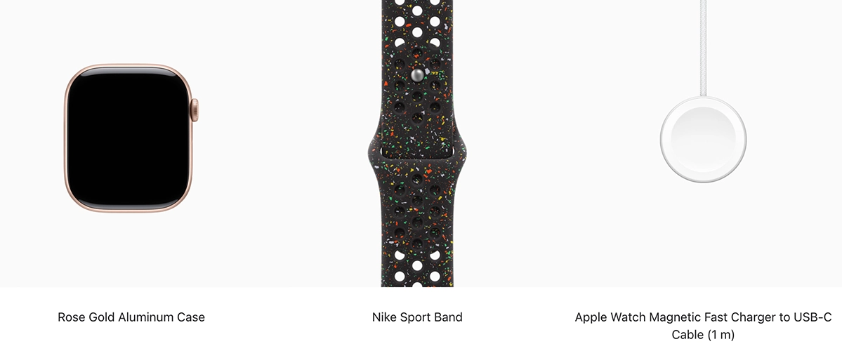 Apple Watch Series 11 GPS 46mm Rose Gold Aluminum Case with Midnight Black Nike Sport Band - M/L (MEWA4+MGC34)