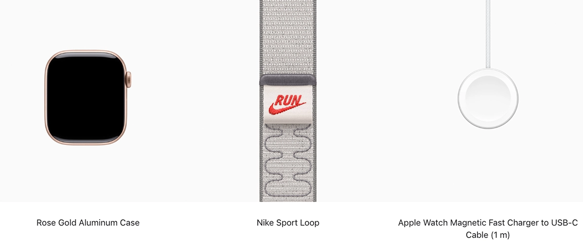 Apple Watch Series 11 GPS 42mm Rose Gold Aluminium Case with Veiled Gray Nike Sport Loop (MEW24+MGCY4)