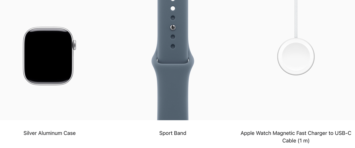 Apple Watch Series 11 GPS 42mm Silver Aluminum Case with Anchor Blue Sport Band - M/L (MEW34+MFGF4)