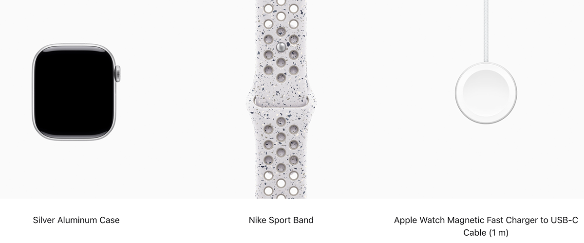 Apple Watch Series 11 GPS 42mm Silver Aluminum Case with Veiled Grey Nike Sport Band - S/M (MEW34+MGAH4)