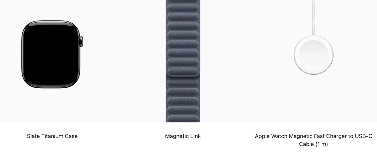 Apple Watch Series 11 GPS + Cellular 46mm Slate Titanium Case with Navy Magnetic Link - S/M (MFC14+MGDH4)