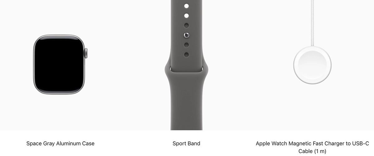 Apple Watch Series 11 GPS 42mm Space Gray Aluminium Case with Stone Gray Sport Band - S/M (MEW14+MXLG3)