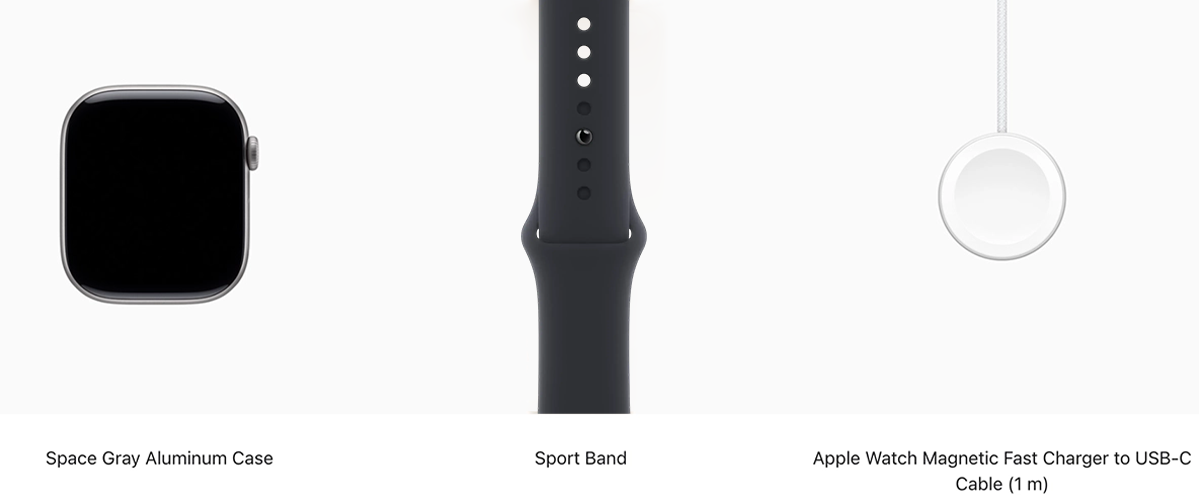 Apple Watch Series 11 GPS 46mm Space Gray Aluminum Case with Midnight Sport Band - M/L (MEW94+MPLU3)