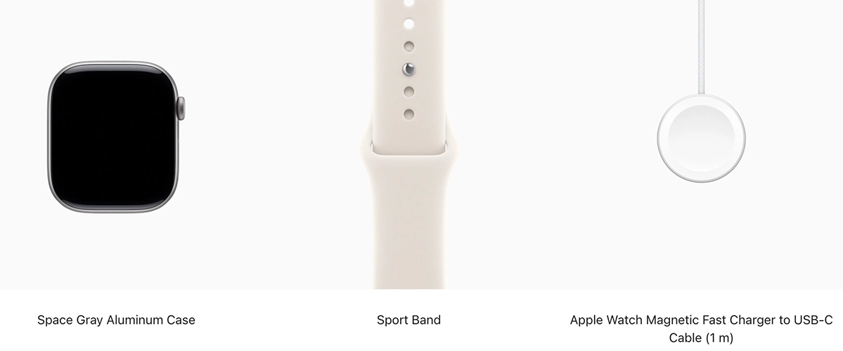 Apple Watch Series 11 GPS 46mm Space Gray Aluminum Case with Starlight Sport Band - M/L (MEW94+MXM73)