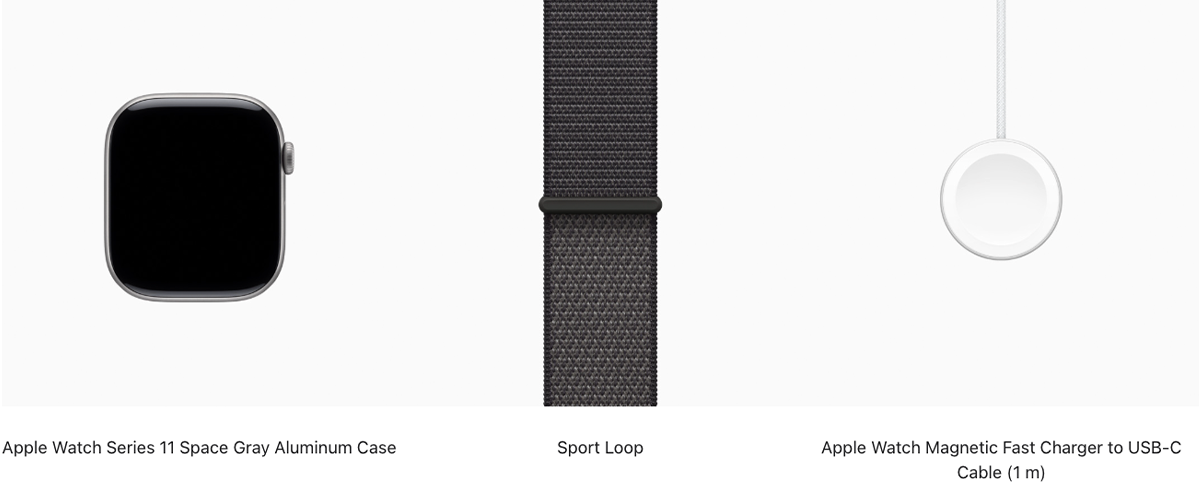 Apple Watch Series 11 GPS 46mm Space Gray Aluminum Case with Dark Gray Sport Loop XL (MEW94+MFFN4)