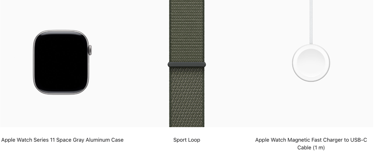 Apple Watch Series 11 GPS 46mm Space Gray Aluminum Case with Forest Sport Loop (MEW94+MFFJ4)