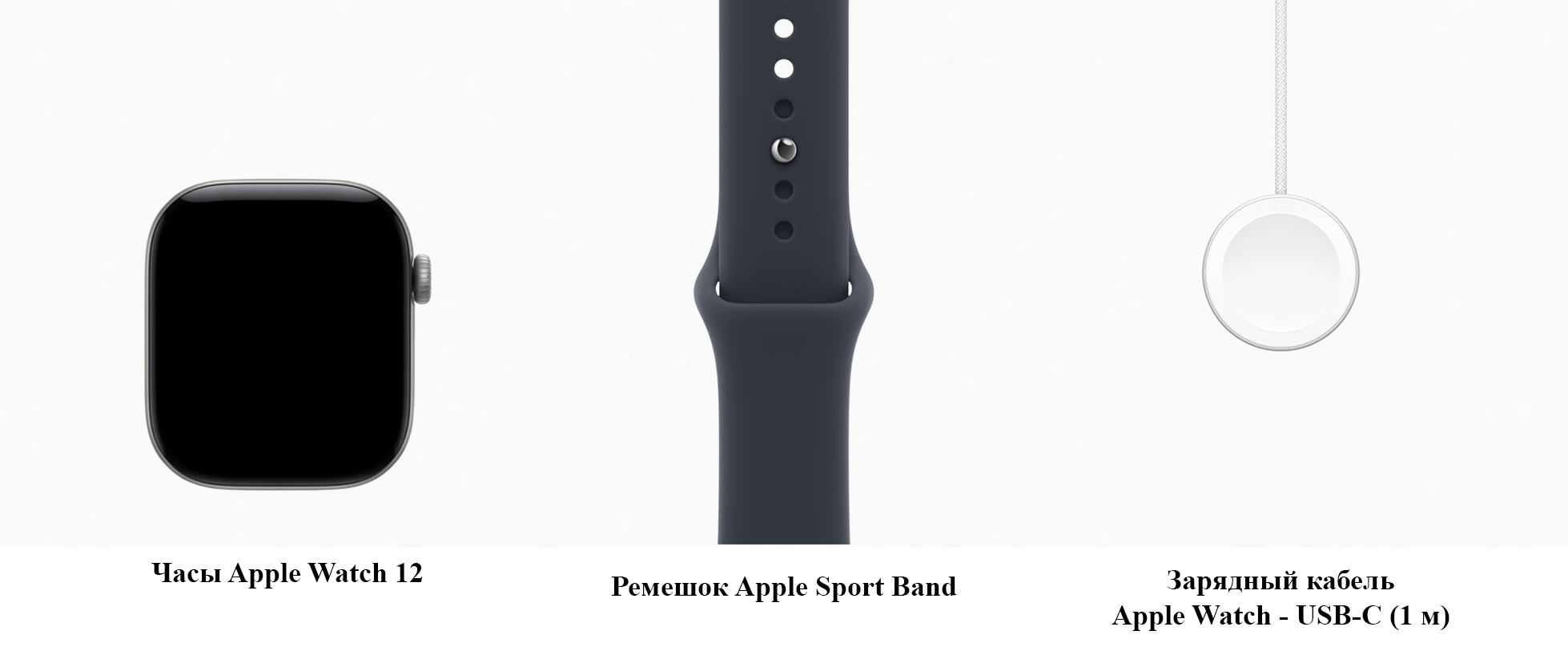 Apple Watch Series 12 GPS 42mm Space Gray Aluminum Case with Navy Blue Sport Band - S/M (MJE74)