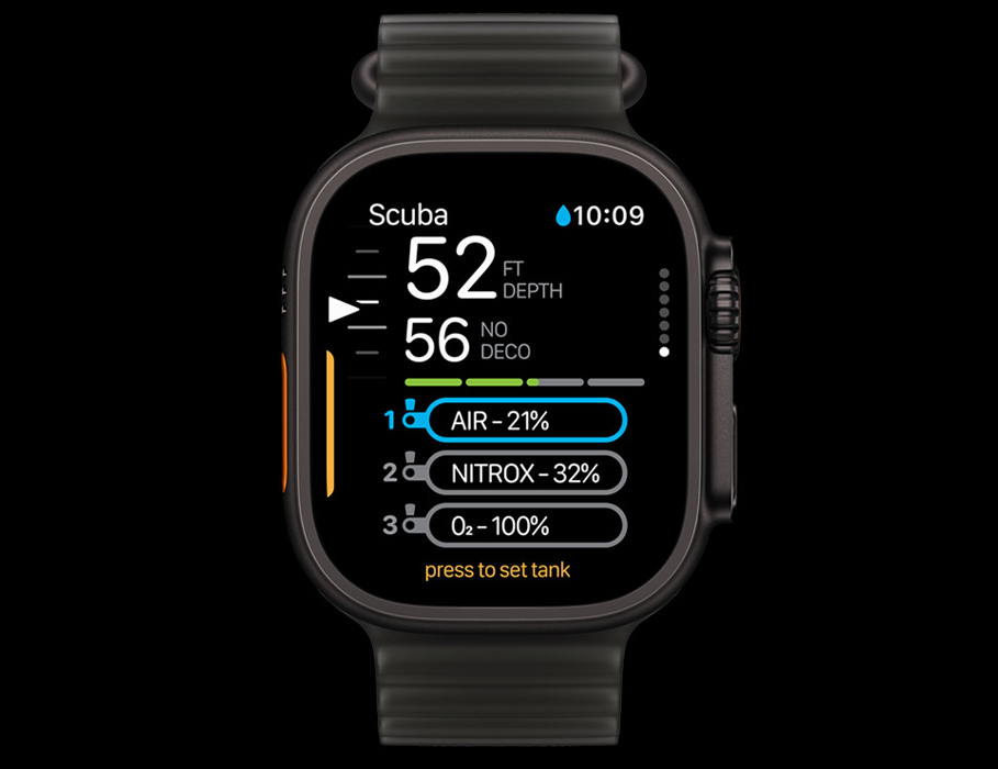 AApple Watch Ultra 4 GPS + Cellular 49mm Black Titanium Case with Translucent Black Ocean Band (MJAY4)