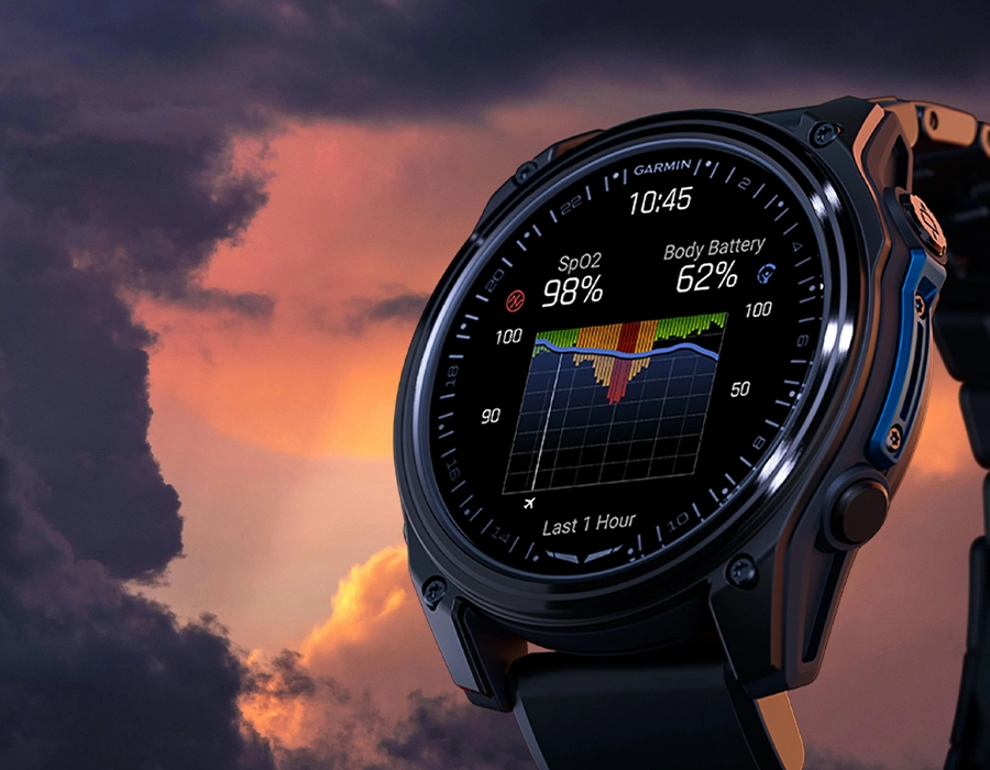 Смарт-часы Garmin D2 Mach 2 47 mm AMOLED Sapphire - Titanium Case with Oxford Brown Leather Band (010-02904-30/31)