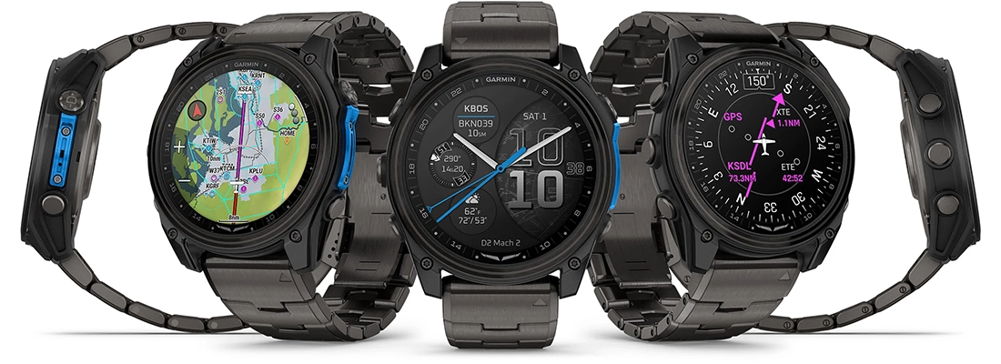 Смарт-часы Garmin D2 Mach 2 47 mm AMOLED Sapphire - Titanium Case with Oxford Brown Leather Band (010-02904-30/31)