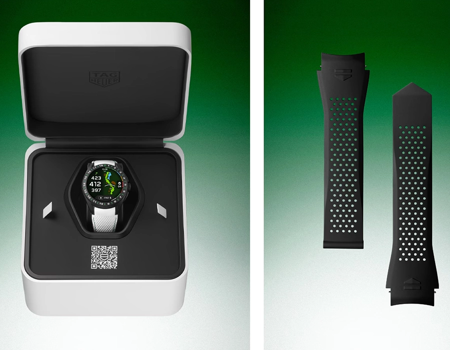 Смарт-часы TAG Heuer Connected Calibre E5 Golf Edition - 45 mm Black DLC Grade 2 Titanium Case with White & Black Rubber Strap (SBT8A81.EB0335)