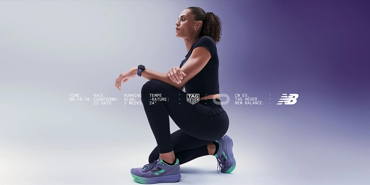 TAG Heuer Connected Calibre E5 New Balance Edition на запястье бегуна