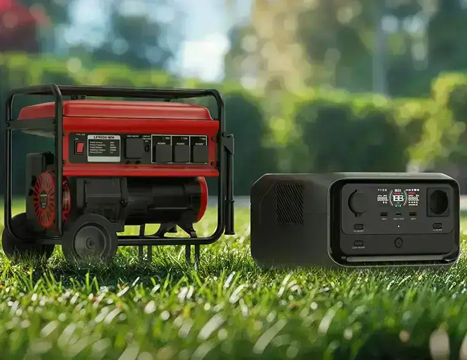 EcoFlow RIVER 3 Plus заряжается от бензинового генератора