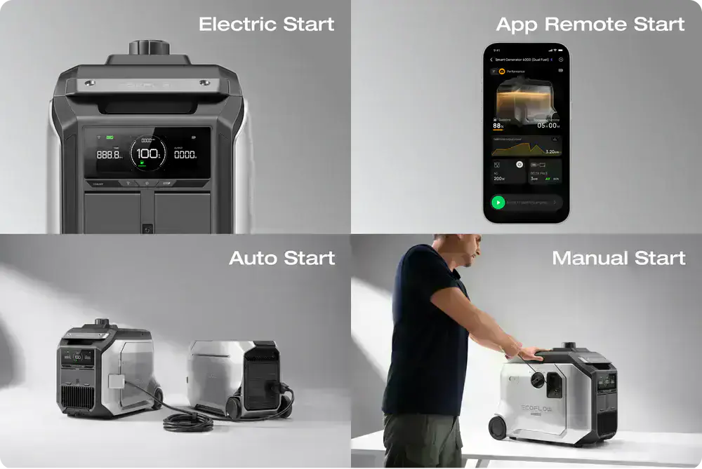 Швидкий запуск генератора EcoFlow Smart Generator 4000 за допомогою різних методів
