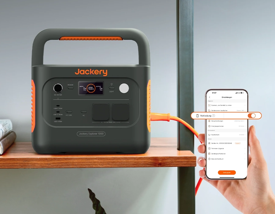 Jackery Explorer 1000 v2 заряджається через застосунок за одну годину