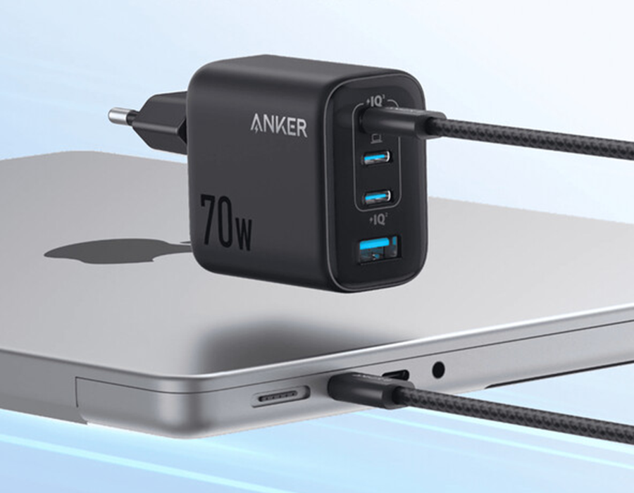 Сетевое зарядное устройство Anker Charger 70W 3xUSB‑C + 1xUSB‑A - Black (A121CG11)