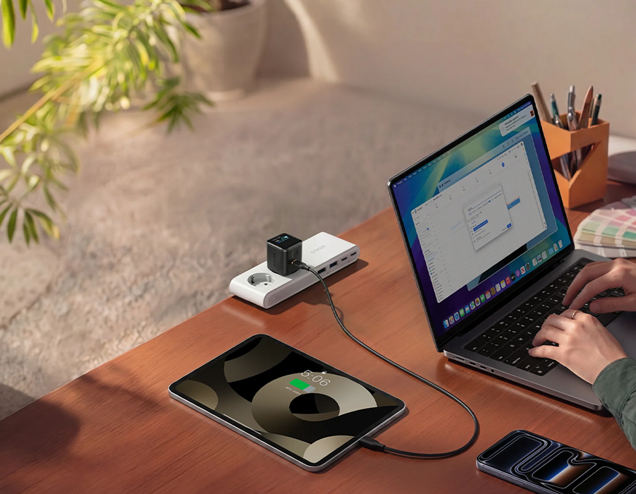 Зарядний пристрій Anker Nano Charger 45W with Smart Display - Black Stone (A121D311)