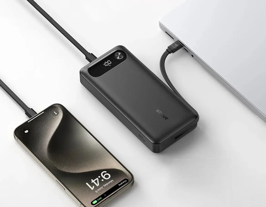 Зовнішній акумулятор [павербанк] з вбудованим кабелем Anker PowerCore 20000mAh 87W with Built-In USB-C - Black (A1383H11)