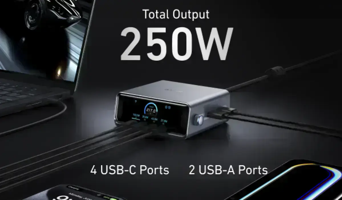 зарядний пристрій anker prime charger стоїть на столі