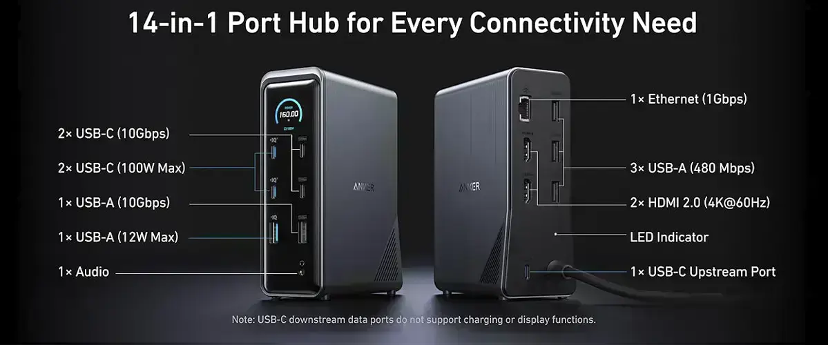 14 портів док-станції anker prime charging docking station