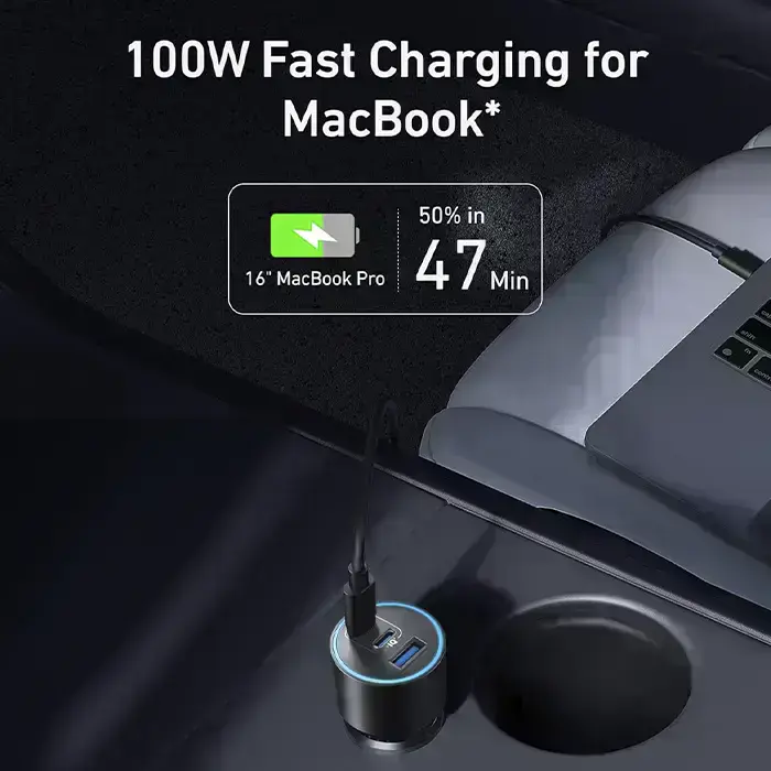 зарядное устройство anker usb-c fast car 3 port charger в автомобиле