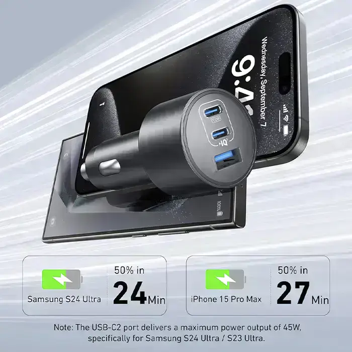 автомобильная зарядка anker usb-c fast car 3 port charger для айфона и самсунга