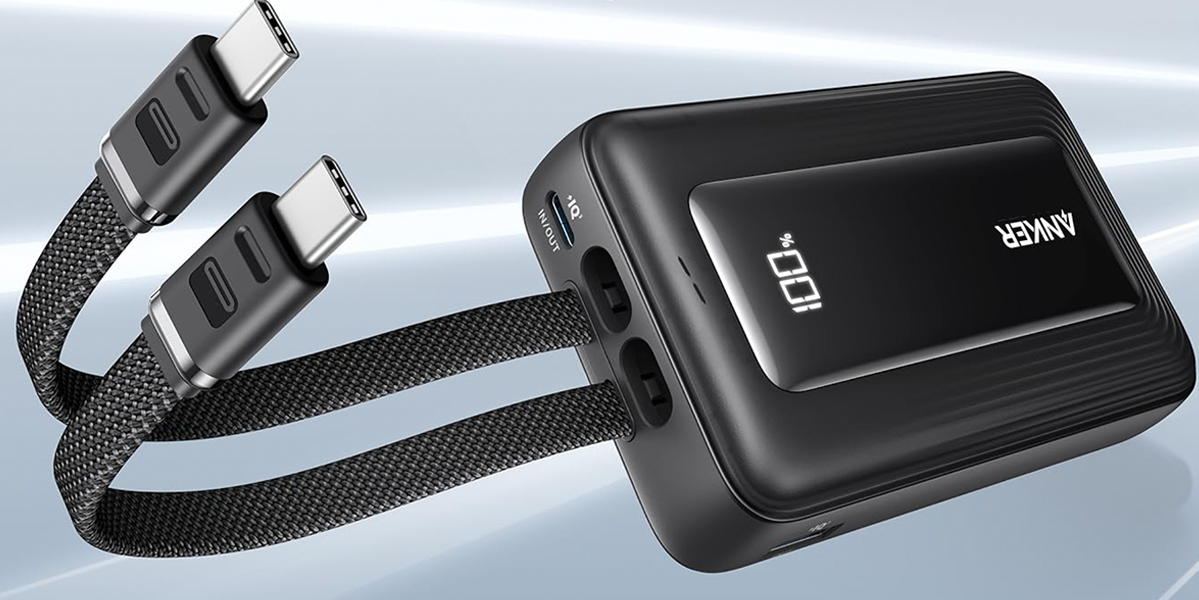 Зовнішній акумулятор [павербанк] з вбудованими кабелями Anker Zolo 20000mAh 45W with Built-in Dual USB-C Cable - Black (A1681H12)