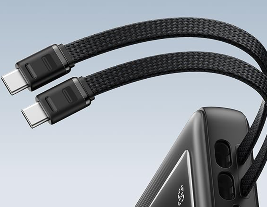 Зовнішній акумулятор [павербанк] з вбудованими кабелями Anker Zolo 20000mAh 45W with Built-in Dual USB-C Cable - Black (A1681H12)