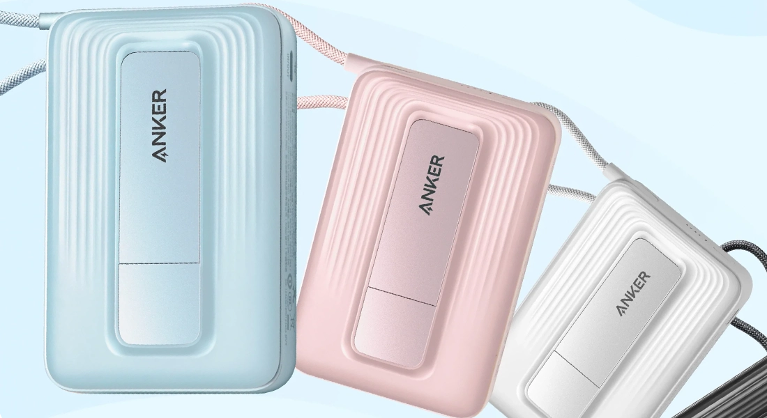 Магнітний павербанк з вбудованим кабелем та підставкою Anker Zolo Magnetic Power Bank 10000mAh 30W with Built-in USB-C Cable - Black (A1685011)