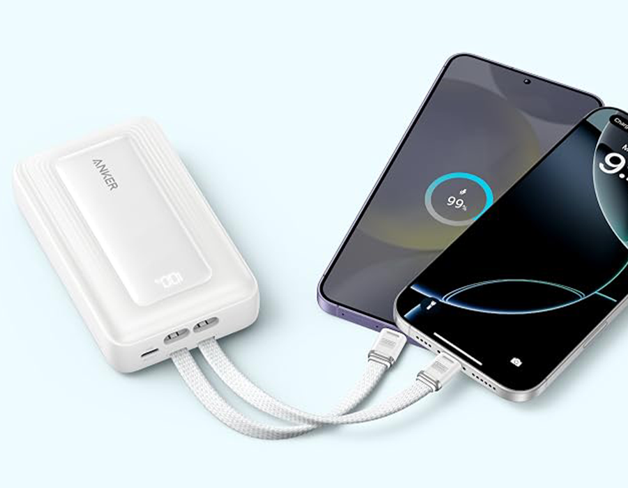 Павербанк со встроенными кабелями Anker Zolo Power Bank 20000mAh 45W with Built-In Dual USB-C Cables - Black (A110MH12)
