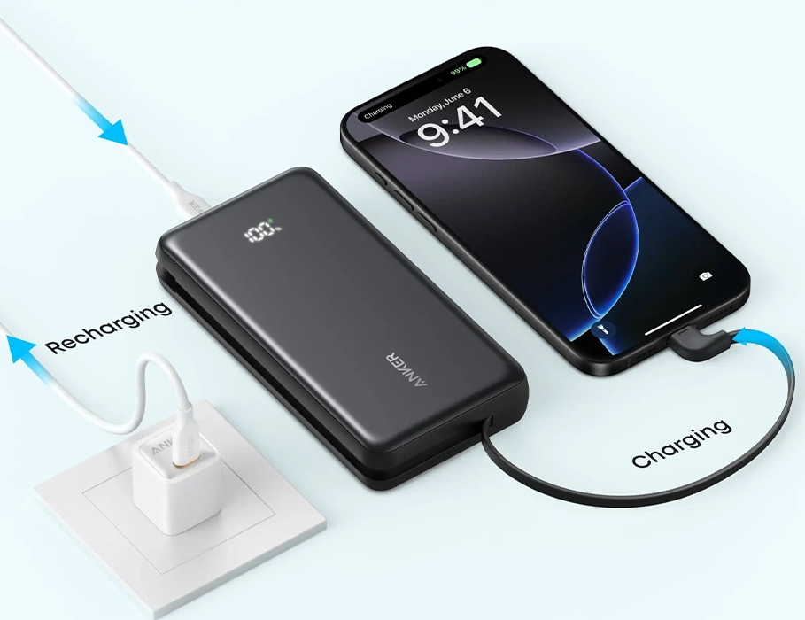 Зовнішній акумулятор [павербанк] Anker Zolo Powerbank 20000mAh 22.5W with Built-in USB-C Cable - Black (A110EH11, A110EP11)