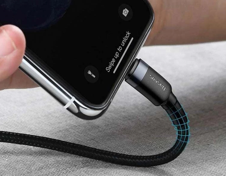 Кабель Baseus Cafule USB-C to Lightning Cable 20W, 1m - Gray/Black (CATLKLF-G1)