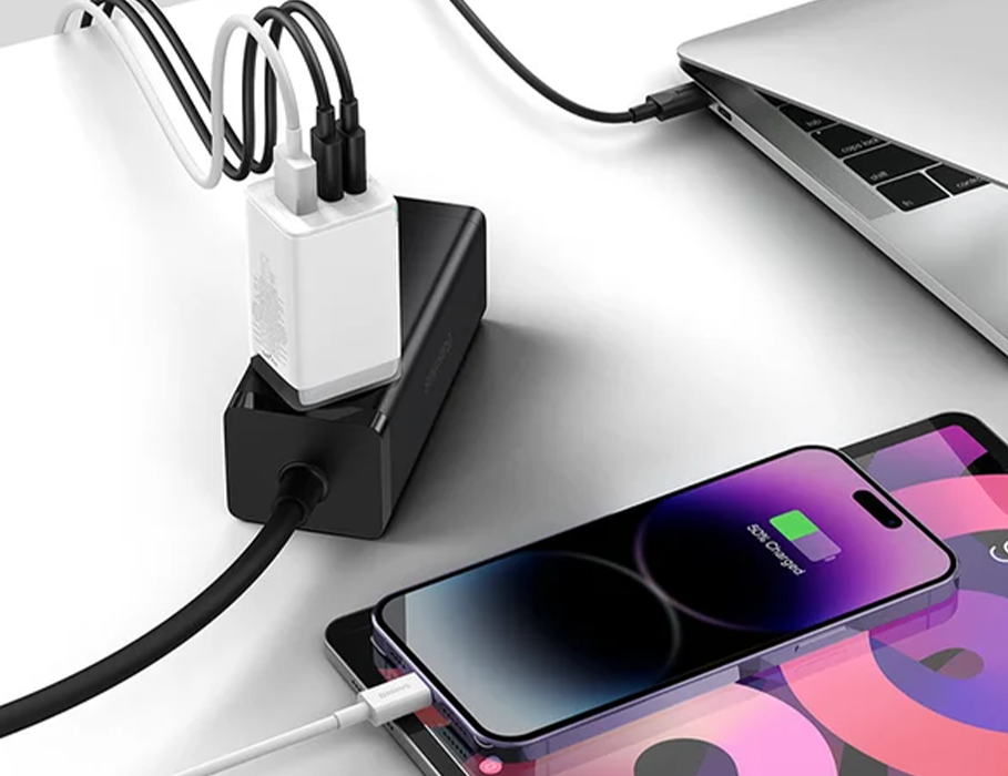 Мережевий зарядний пристрій з кабелем Baseus GaN5 Pro Fast Charger 2C+U 65W EU White + Baseus Xiaobai charging Cable Type-C to Type-C 100W (CCGP120202)