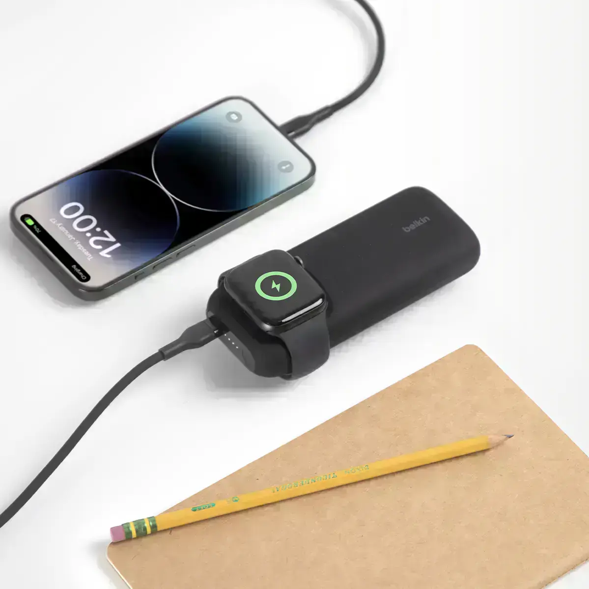 Внешний аккумулятор (павербанк) Belkin BoostCharge Pro Fast Wireless Charger for Apple Watch + Power Bank 10000mAh 20W - Black (BPD005btBK)