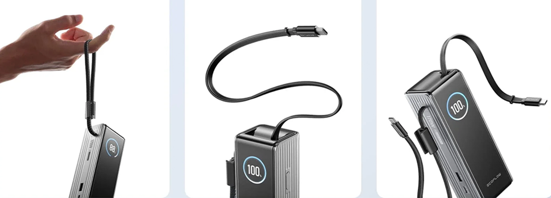 EcoFlow RAPID Powerbank із вбудованими висувними кабелями USB-C