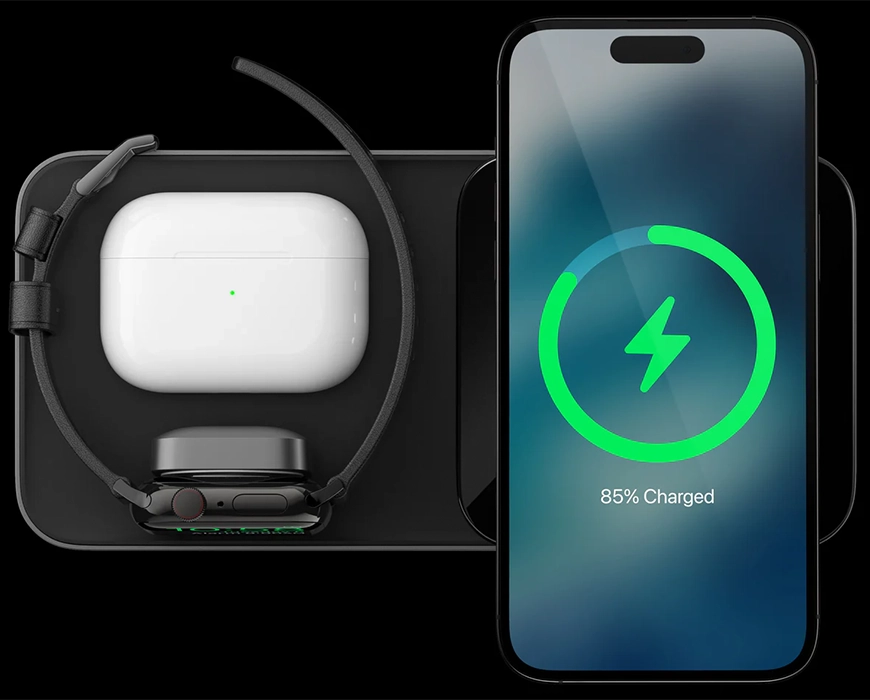 Base One Max демонстрация беспроводной быстрой зарядки iPhone и Apple Watch